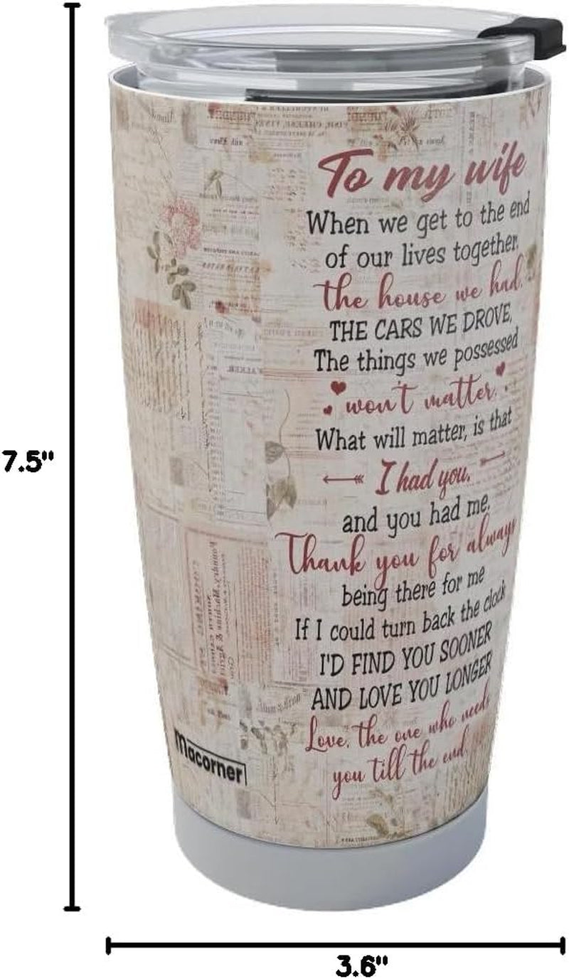 Gifts for Wife, Wife Gifts, Romatic Valentines Day Gifts for Her, Christmas Gift for Old Couple, You & Me We Got This, Stainless Steel Tumbler 20Oz I Love You Her, Anniversary Presents