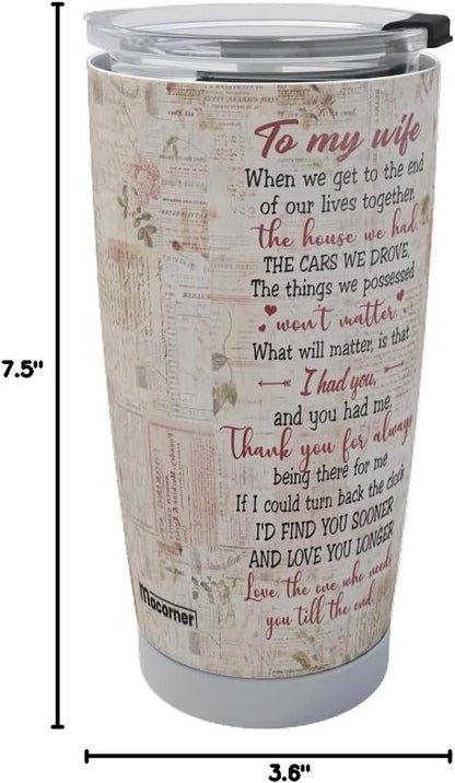 Gifts for Wife, Wife Gifts, Romatic Valentines Day Gifts for Her, Christmas Gift for Old Couple, You & Me We Got This, Stainless Steel Tumbler 20Oz I Love You Her, Anniversary Presents