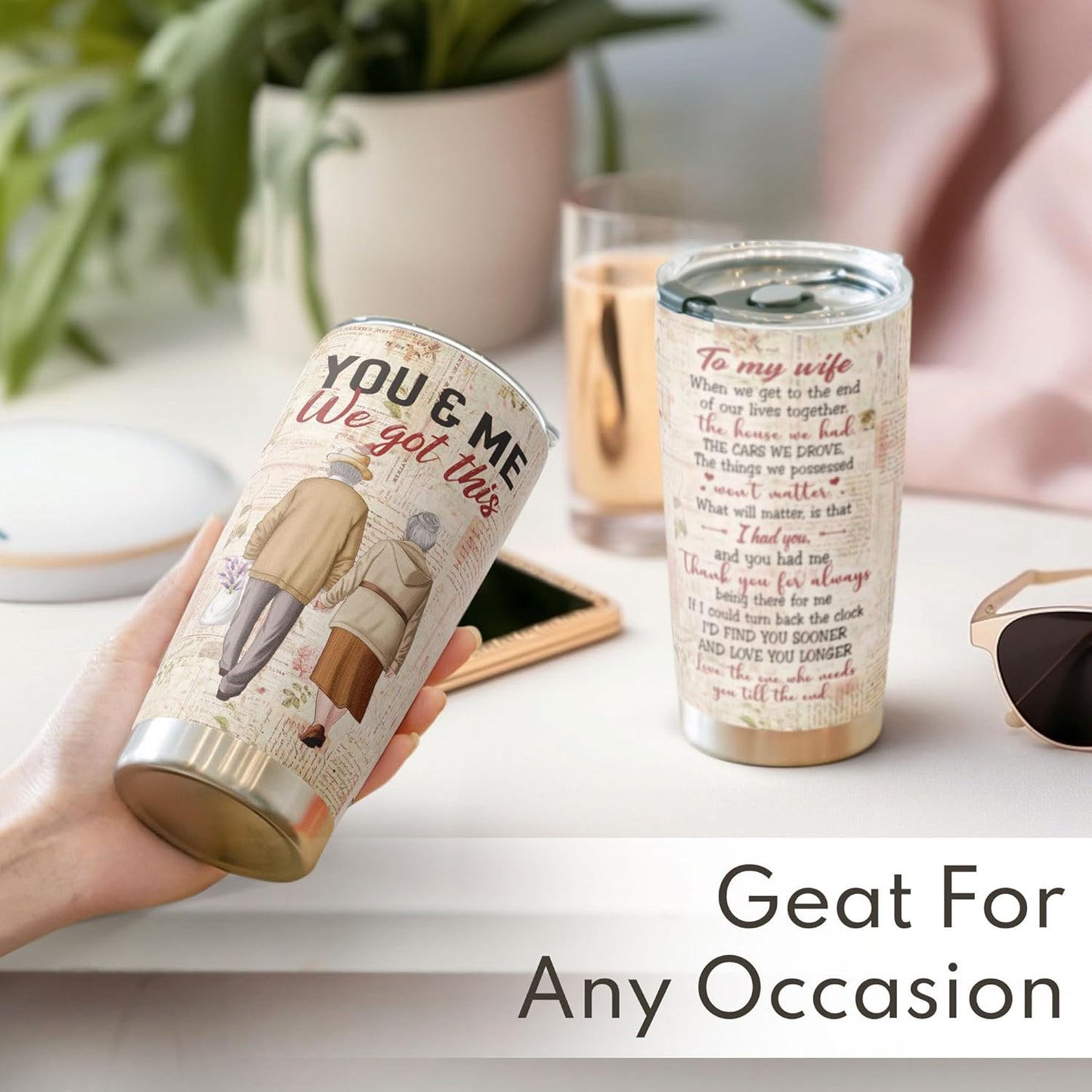 Gifts for Wife, Wife Gifts, Romatic Valentines Day Gifts for Her, Christmas Gift for Old Couple, You & Me We Got This, Stainless Steel Tumbler 20Oz I Love You Her, Anniversary Presents