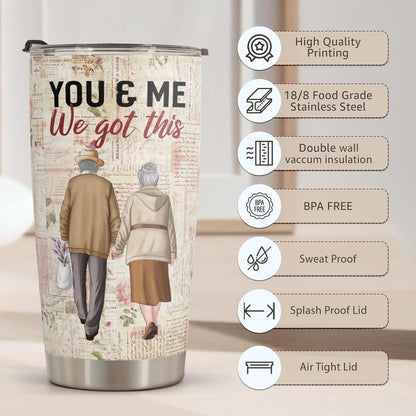 Gifts for Wife, Wife Gifts, Romatic Valentines Day Gifts for Her, Christmas Gift for Old Couple, You & Me We Got This, Stainless Steel Tumbler 20Oz I Love You Her, Anniversary Presents